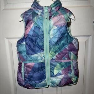 Athleta Girl Reversible Double Vest Goose Down Full Zip Multicolor Size M 8-10